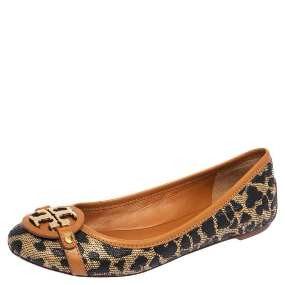 Tory Burch Aaden Leopard Print Ballet Flats - Tan | Black